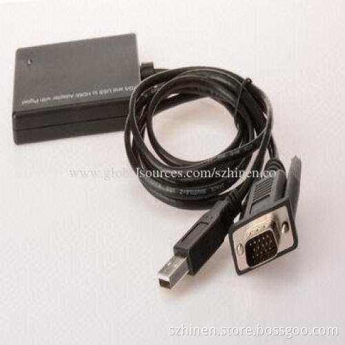 VGA and USB to HDMI Adapter with Pigtail, Supports 165MHz/1.65Gbps Per Channel Bandwidth